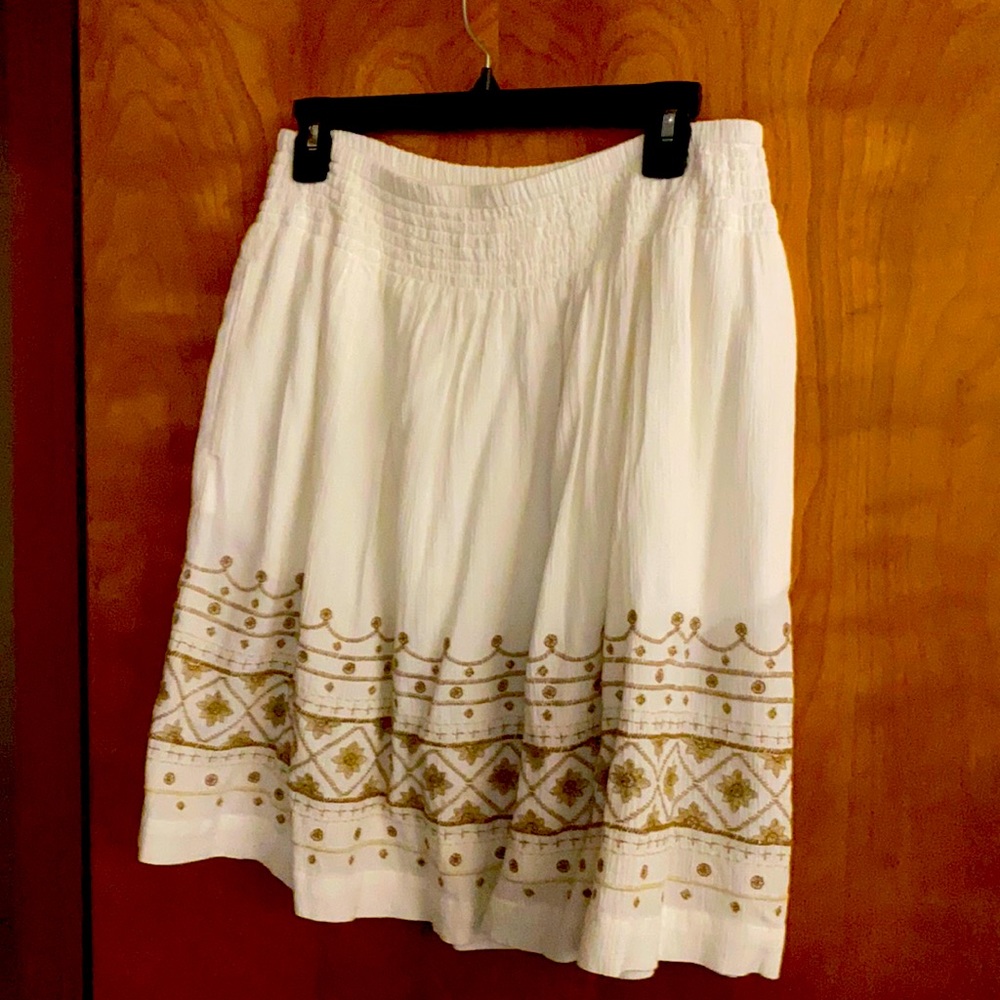J Jill cotton seersucker skirt